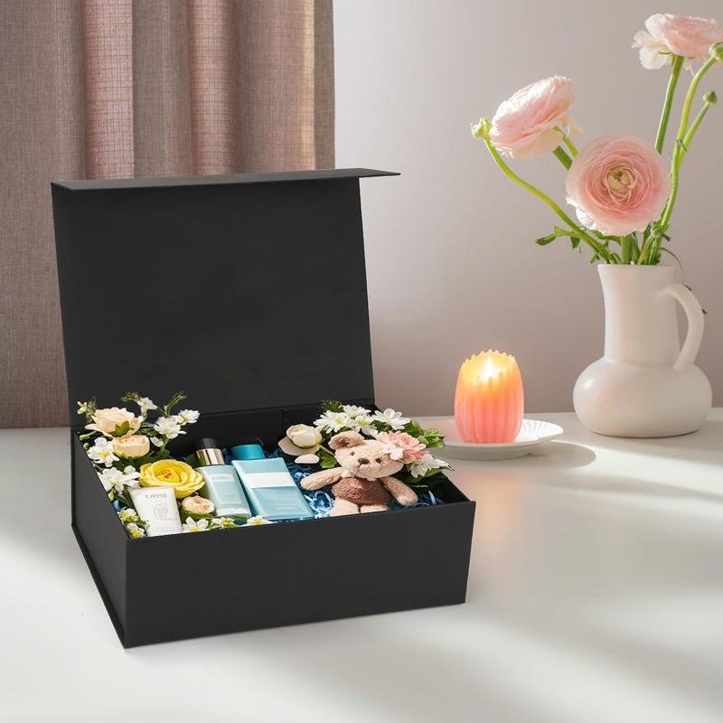 Ditwis 12x9x4 Inches Gift Box with Magnetic Closure Lid, Black Magnetic Box for Wedding, Groomsmen Bridesmaid Proposal, Birthdays, Mother's Day, 1 Pack - Image 4